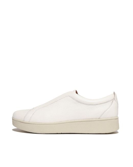 Fitflop White Rally Elastic Tumbled-leather Slip-on Sneakers