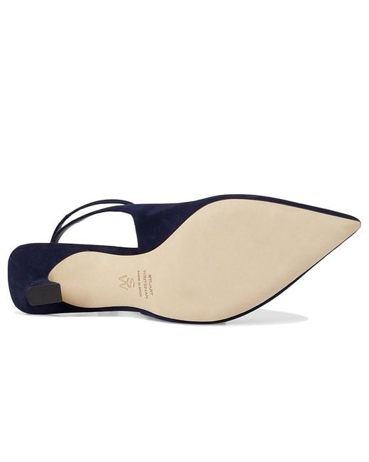 Stuart Weitzman Blue Vinnie 50 Strap Pump Shoes, Leather