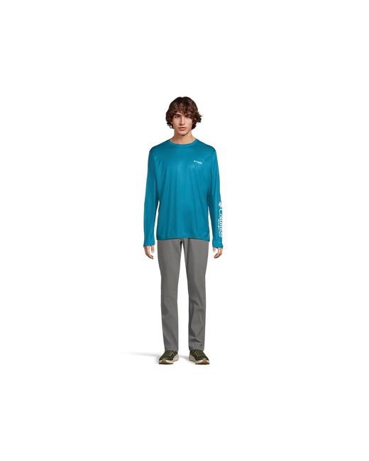 Columbia Blue Terminal Tackle Pfg High Side Long Sleeve Clothing Echo/Pfg High Side Marlin, Polyester for men