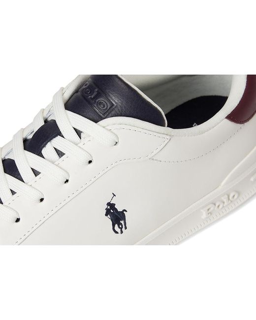 Polo Ralph Lauren White Heritage Court Ii Nappa Leather Sneakers Shoes Off- /Wine 12 D for men