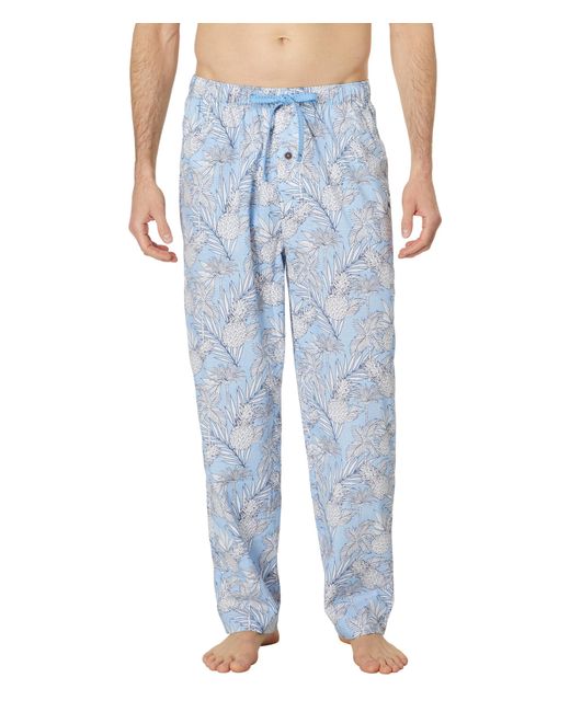 Tommy Bahama Blue Cotton Woven Pajama Pants for men