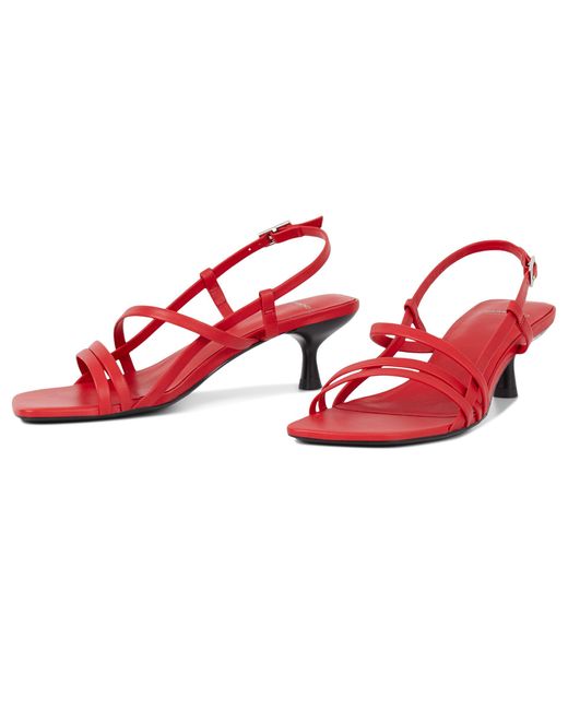 Vagabond Red Jonna Leather Strappy Kitten Heel Sandals