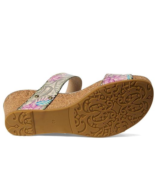 Spring Step Gray Moai Wedge Shoes, Leather