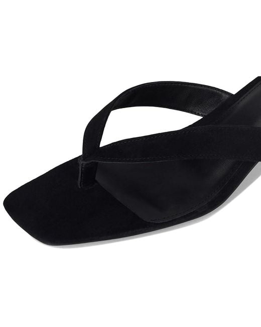 【Steve Madden】Tracie スエード スクエアトゥサンダル TRACIE Black Suede Thong Strap Women's Kitten Heel – Steve