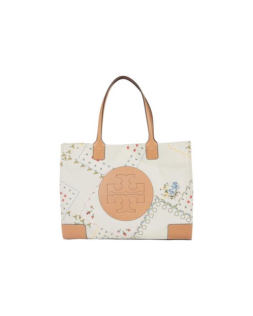 Tory Burch Ella Canvas Floral Tote Bag in White (Natural) Lyst