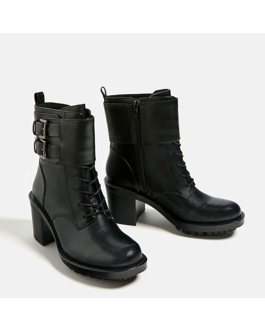 high heel biker boots zara leather high heel biker ankle boots in multicolor lyst high heel biker boots zara leather high heel biker ankle boots in multicolor lyst