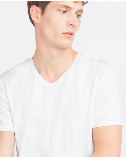 Zara Super Slim T-shirt in White for Men | Lyst