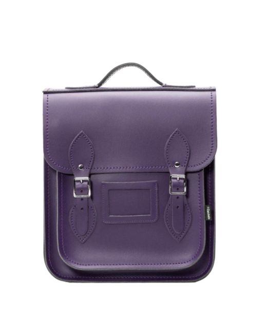 Zatchels Purple Handmade Leather City Backpack