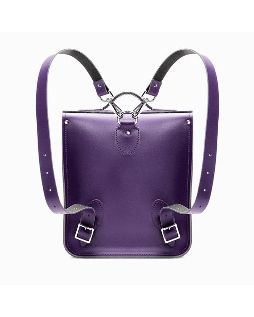 Zatchels Purple Handmade Leather City Backpack