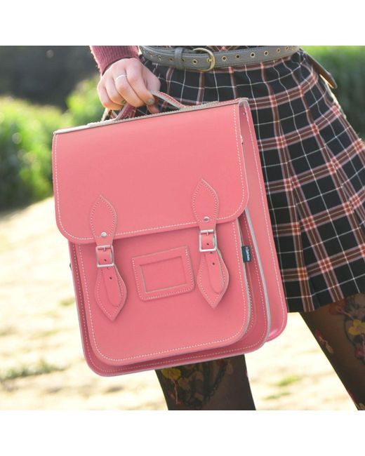 Zatchels Pink Handmade Leather City Backpack