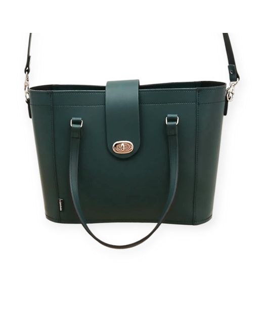 Zatchels Green Leather Mini Twist Lock Shopper Bag