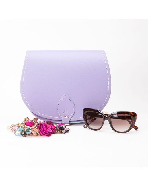 Zatchels Purple Handmade Leather Saddle Bag