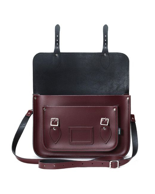 Zatchels Purple Handmade Leather 16 Inch Satchel