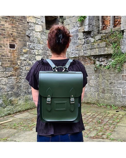 Zatchels Green Handmade Leather City Backpack