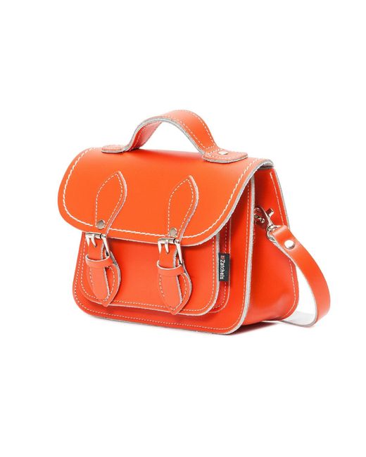 Zatchels Orange Handmade Leather Micro Satchel