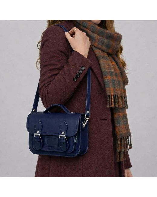 Zatchels Blue Leather Midi Satchel