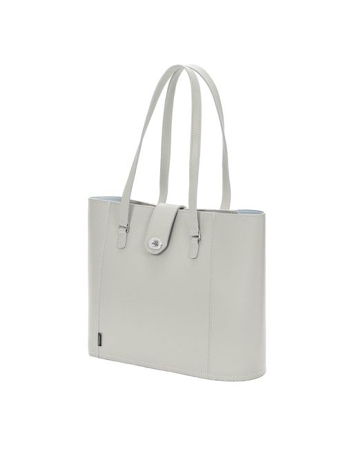 Zatchels White Handmade Leather Twist Lock Shopper