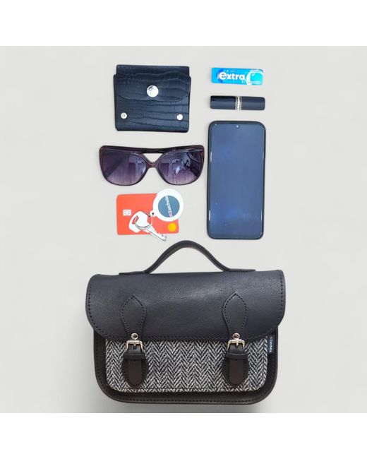 Zatchels Black Midi Tannery & Tweed Satchel