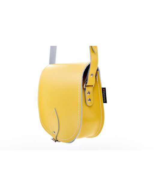 Zatchels Yellow Handmade Leather Saddle Bag