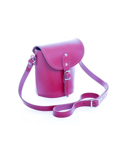 Zatchels Pink Handmade Leather Barrel Bag