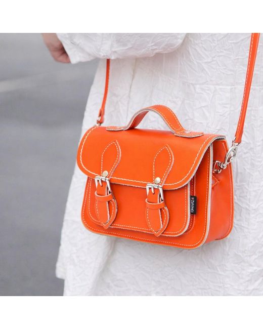 Zatchels Orange Handmade Leather Micro Satchel