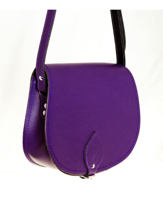 Zatchels Purple Handmade Leather Saddle Bag