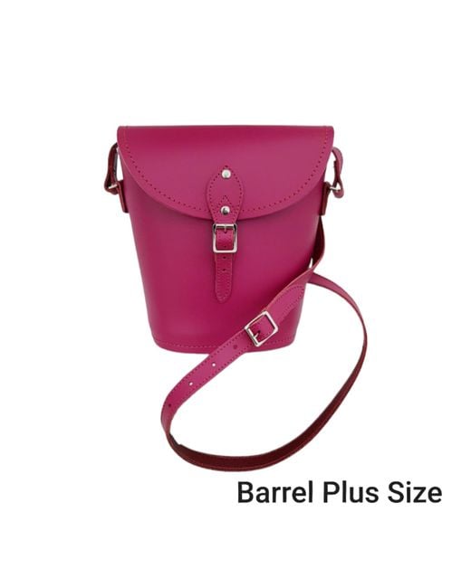 Zatchels Pink Handmade Leather Barrel Bag
