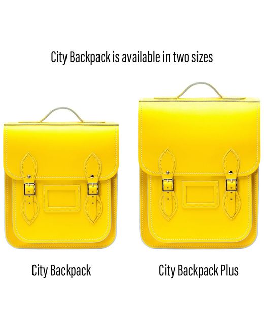Zatchels Yellow Handmade Leather City Backpack
