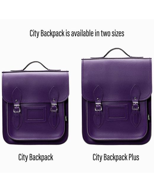 Zatchels Purple Handmade Leather City Backpack