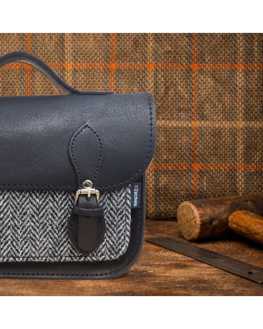 Zatchels Black Midi Tannery & Tweed Satchel