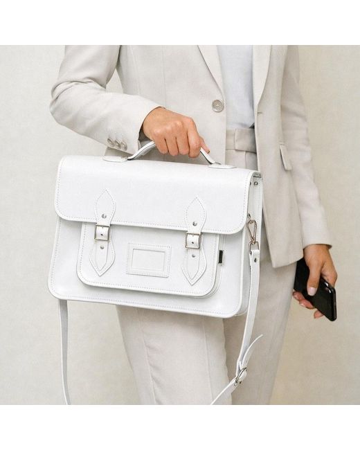 Zatchels White Handmade Leather Satchel