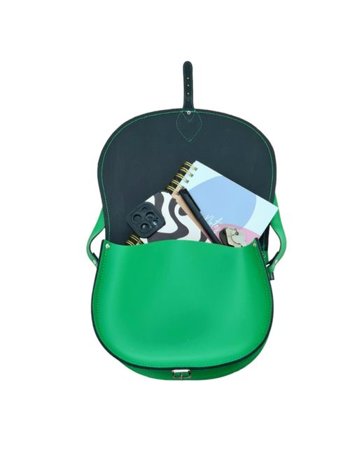 Zatchels Green Handmade Leather Saddle Bag