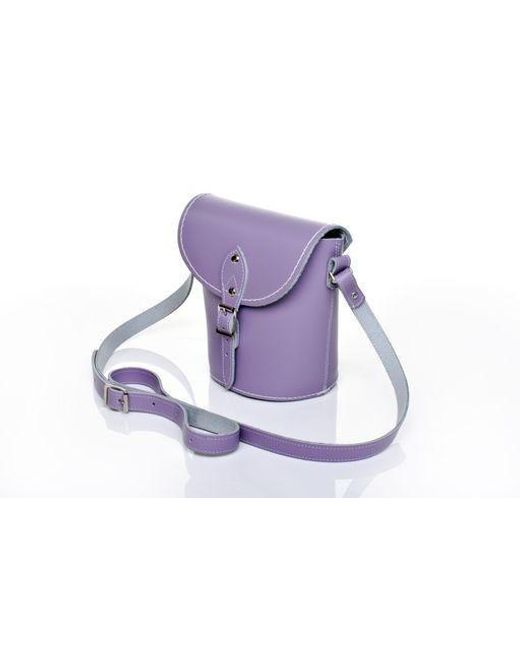 Zatchels Purple Handmade Leather Barrel Bag