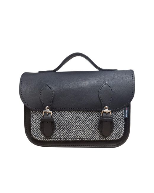 Zatchels Black Midi Tannery & Tweed Satchel