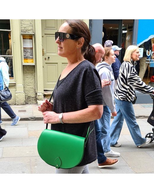 Zatchels Green Handmade Leather Saddle Bag