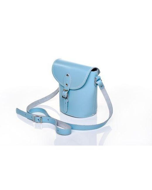 Zatchels Blue Handmade Leather Barrel Bag