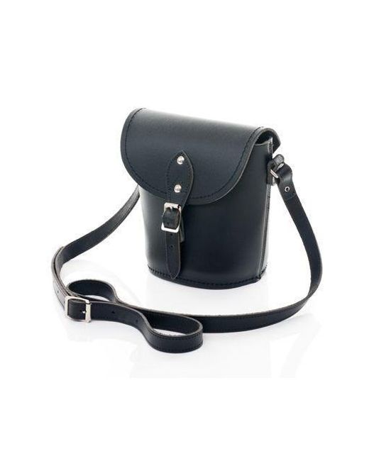 Zatchels Black Handmade Leather Barrel Bag
