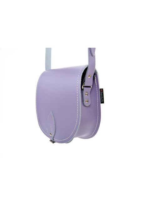 Zatchels Purple Handmade Leather Saddle Bag