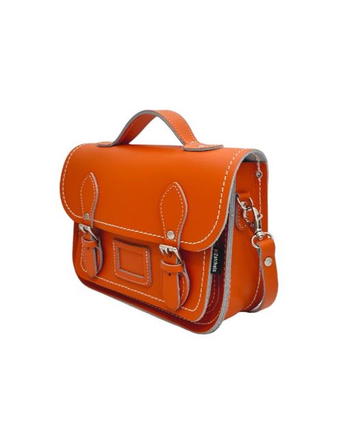 Zatchels Orange Leather Midi Satchel