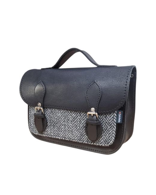 Zatchels Black Midi Tannery & Tweed Satchel