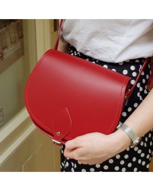 Zatchels Red Handmade Leather Saddle Bag