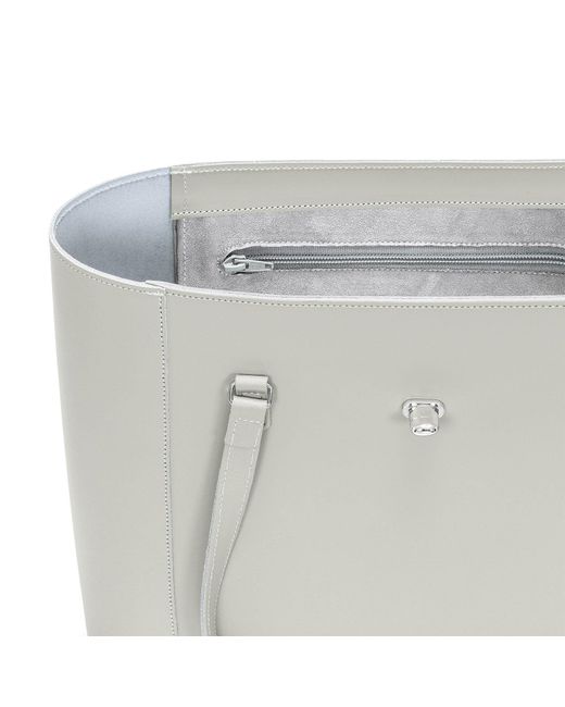 Zatchels White Handmade Leather Twist Lock Shopper