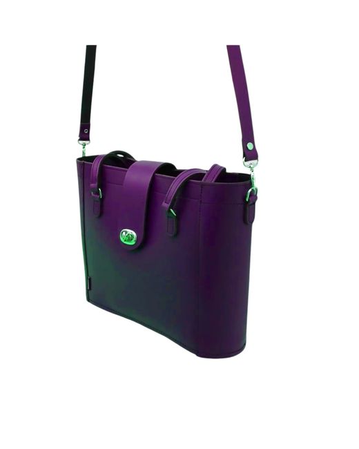 Zatchels Purple Leather Mini Twist Lock Shopper Bag