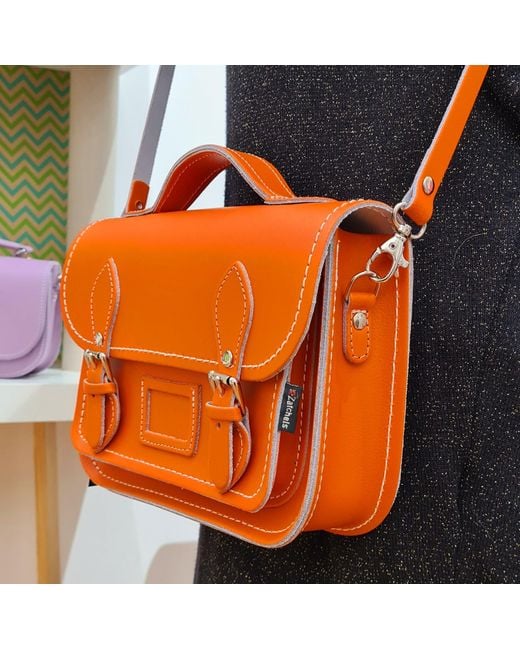 Zatchels Orange Leather Midi Satchel