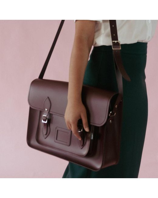 Zatchels Purple Handmade Leather 16 Inch Satchel