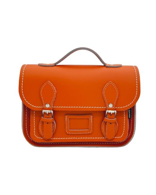 Zatchels Orange Leather Midi Satchel