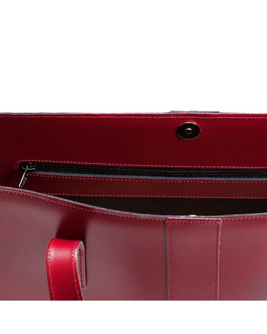 Zatchels Red Handmade Leather Shopper