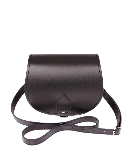 Zatchels Black Handmade Leather Saddle Bag