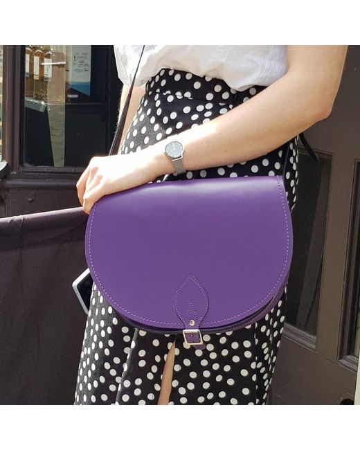 Zatchels Purple Handmade Leather Saddle Bag