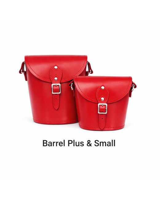Zatchels Red Handmade Leather Barrel Bag